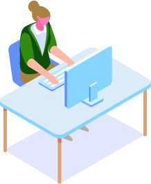 女性がパソコンに向かっているイラスト